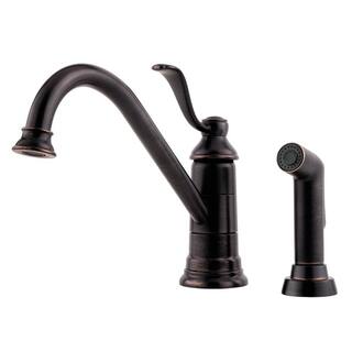 Pfister Portland Single-Handle Standard Kitchen Faucet with Side Sprayer in Tuscan Bronze LG34-4PY0