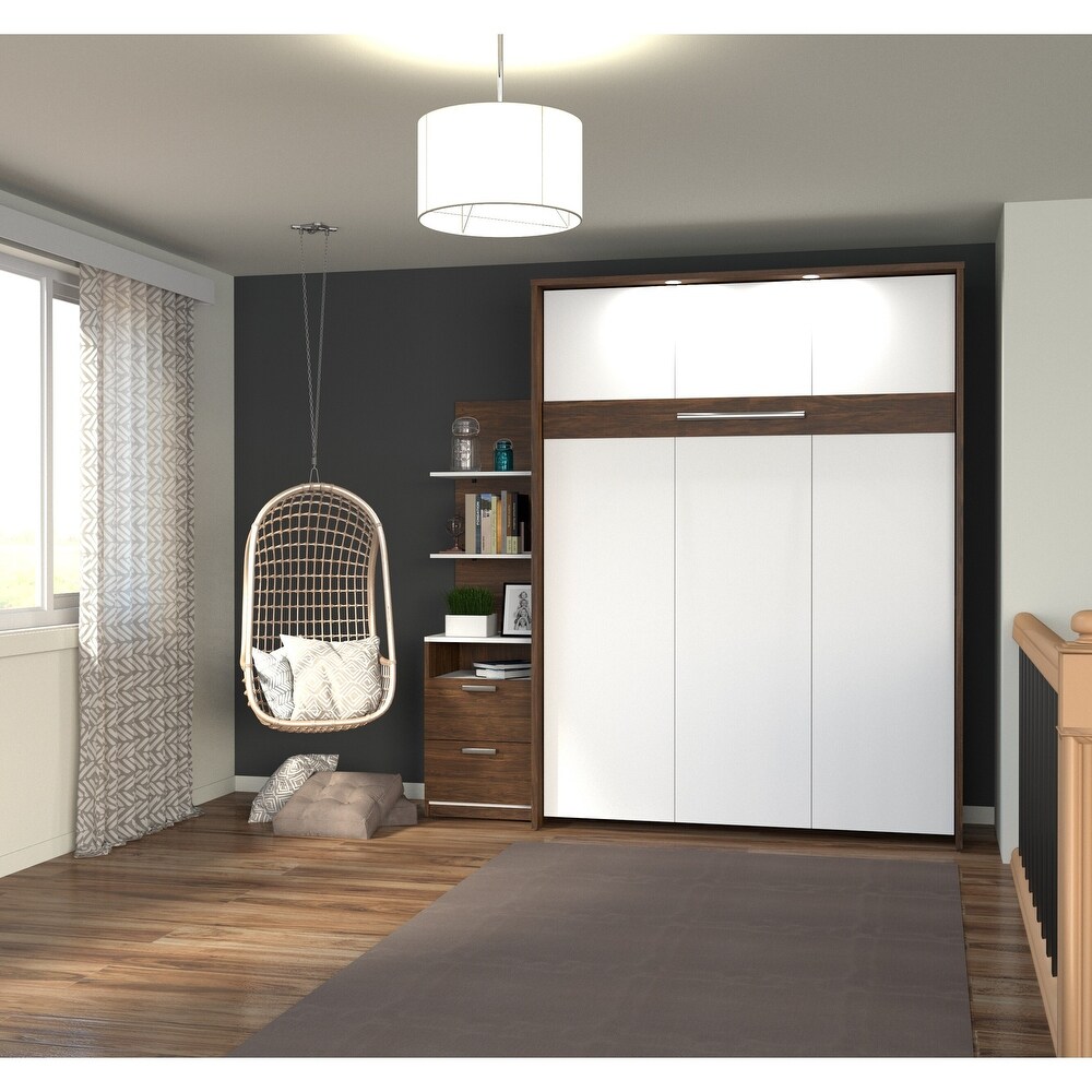 Cielo Queen Murphy Bed with Floating Shelves by Bestar