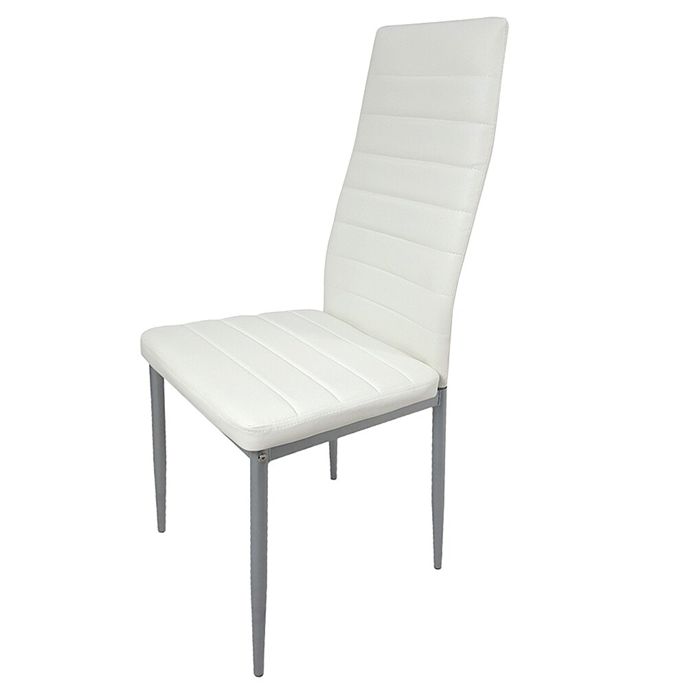 Contemporary White PVC Leather Chairs (Set of 4)