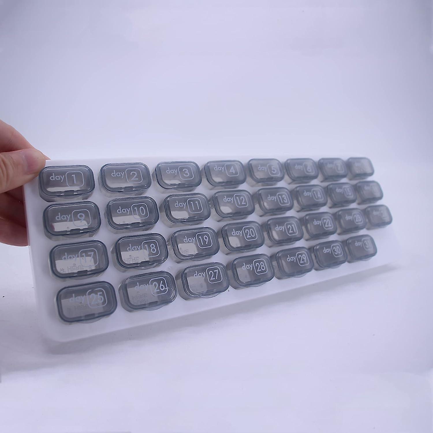 Monthly 31 Compartments Pill Organizer Day Pill Organizer For Medicine Vitamin Holder Container (grey)