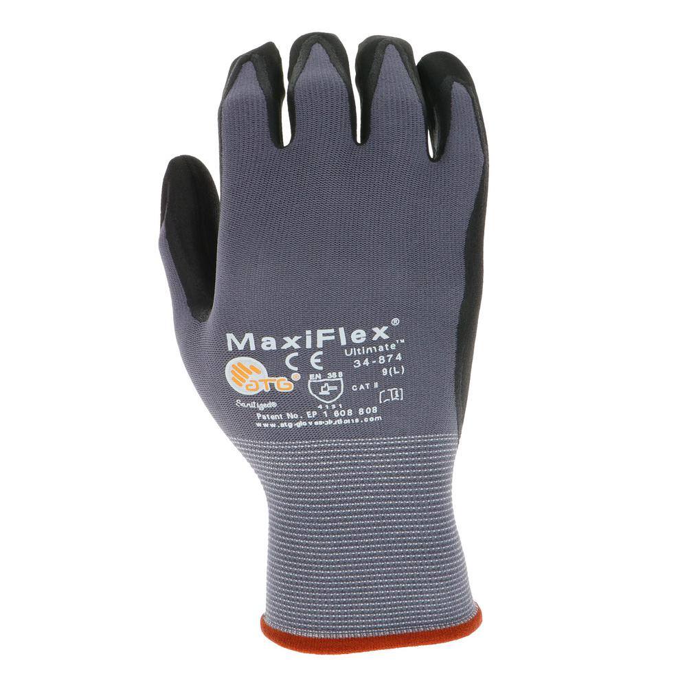 ATG MaxiFlex Ultimate Men's Large Gray Nitrile Coated Work Gloves 34-874TLVPD72