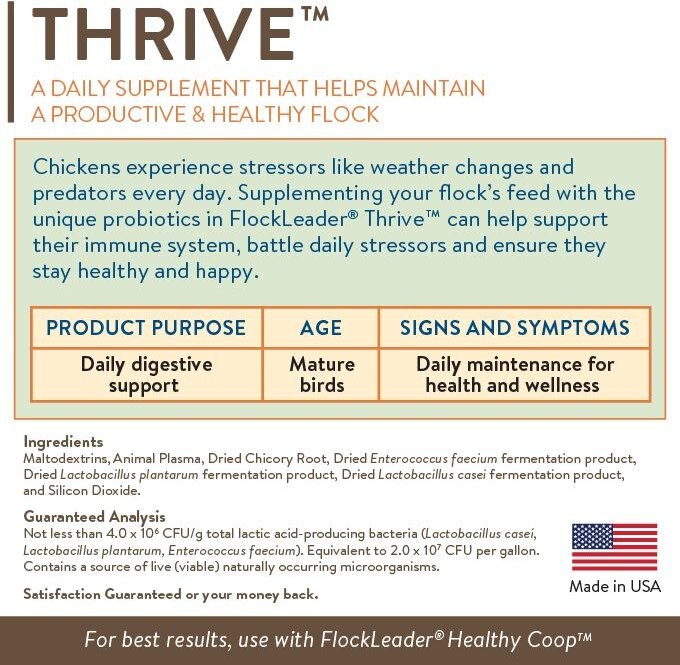 FlockLeader Thrive Poultry Supplement， 8-oz bag