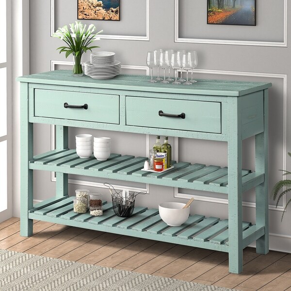 Nestfair Console Table with Drawers and 2 Tiers Shelves