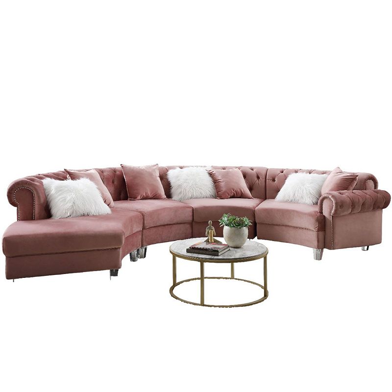 F.c Design Modern Velvet Sectional Sofa With 7 Pillows