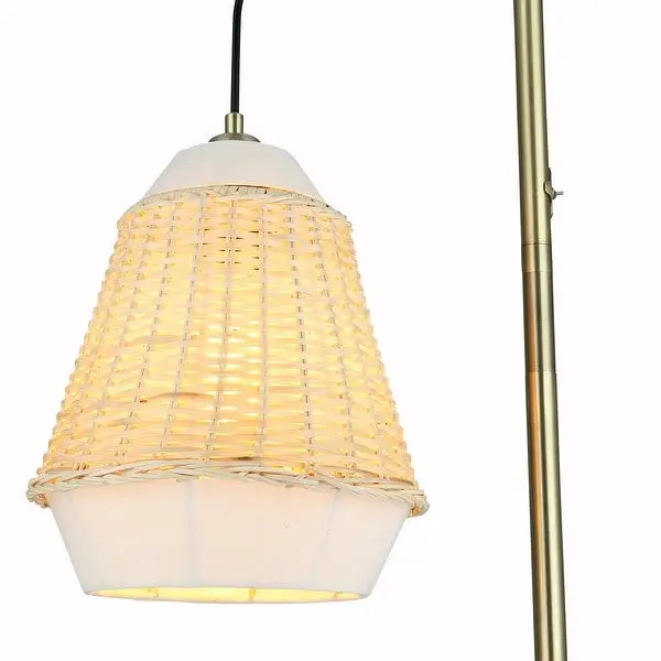 Ariana River of Goods Brass Metal and Rattan 66-Inch Floor Lamp - 16