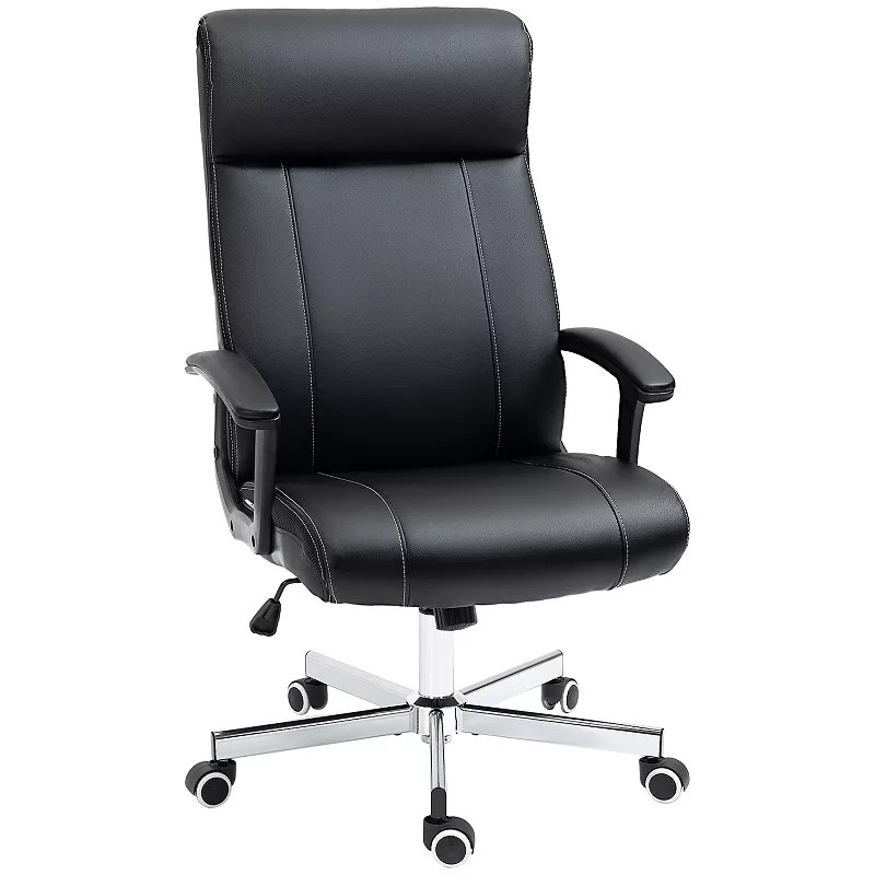 Vinsetto Home Office Chair， PU Leather Computer Chair with 360 Degree Swivel Wheels， Adjustable Height， Tilt Function， Executive Office Chair， Black