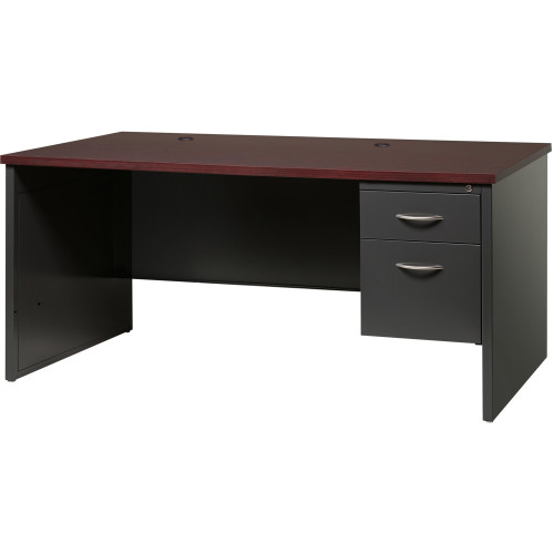 Lorell Walnut Laminate Commercial Steel Desk Series Pedestal Desk - 2-Drawer (79145)