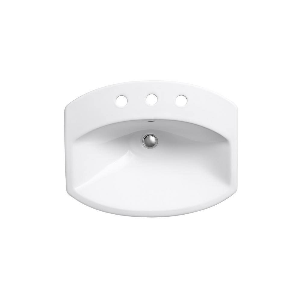 KOHLER Devonshire 16-78 in. Vitreous China Undermount Bathroom Sink in White with Overflow Drain K-2350-0