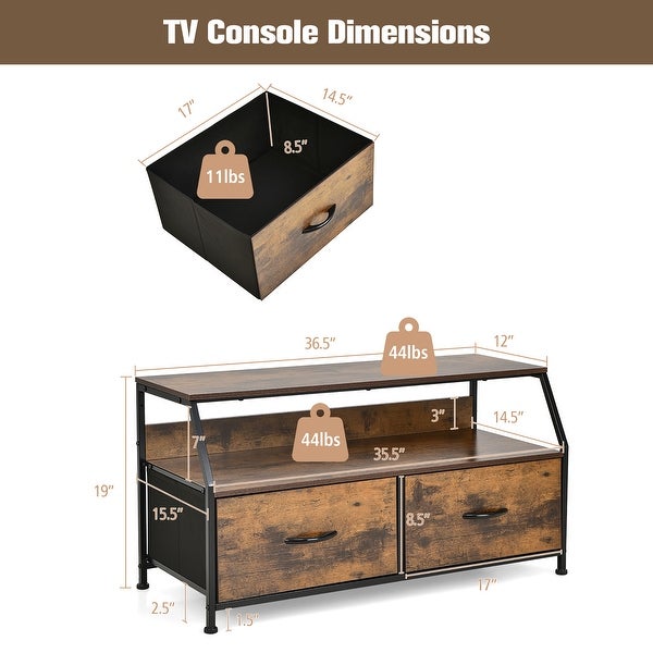 Entertainment Center Media Console Table TV Stand with Folding Drawers