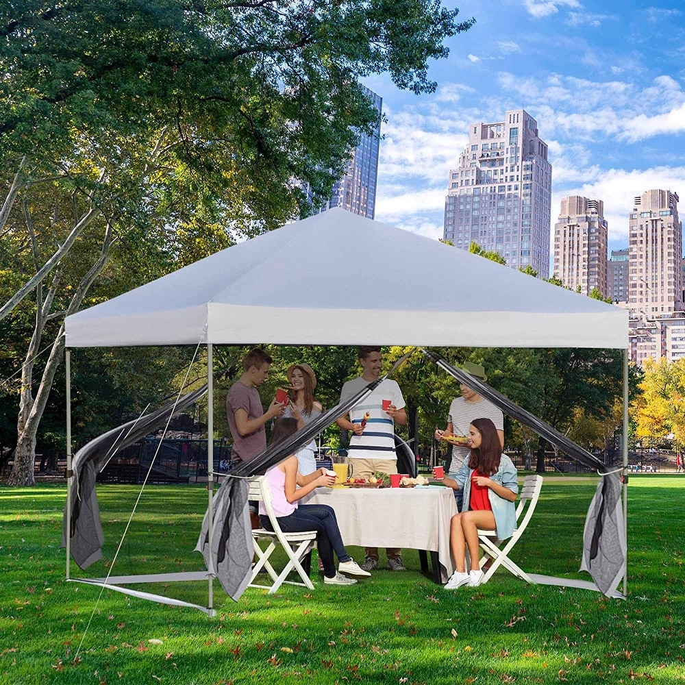 Portable Folding Tent Gazebo with Removable Sidewalls Mesh Curtains