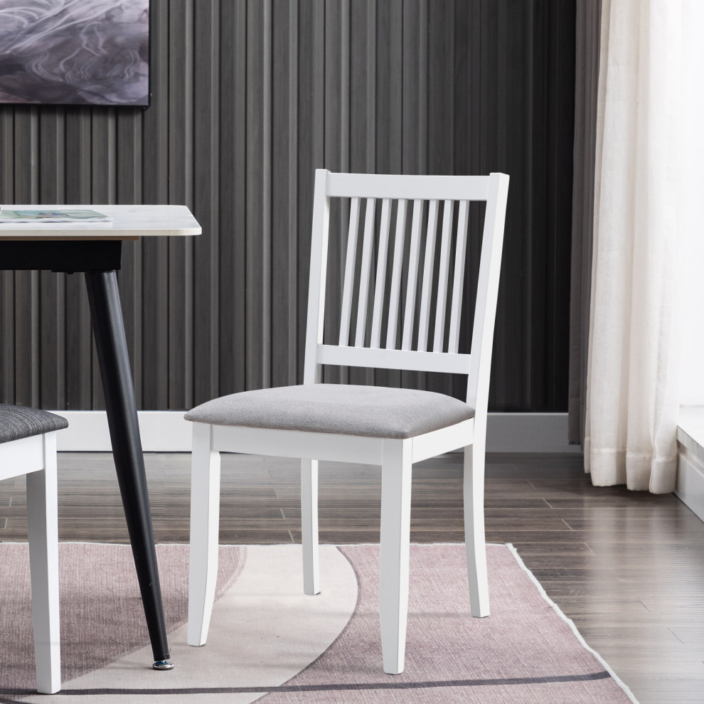 Set of 2 Slat Back Cushioned Seat Wood Chairs   Transitional   Dining Chairs   by Duhome inc  Houzz