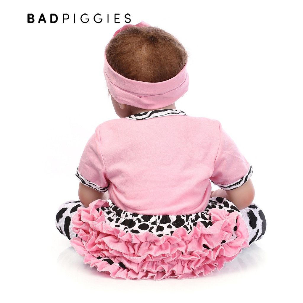 BadPiggies 22 inch Reborn Baby Dolls Girls Realistic Lifelike Handmade Dolls Toys Soft Vinyl Silicone Kids Gifts