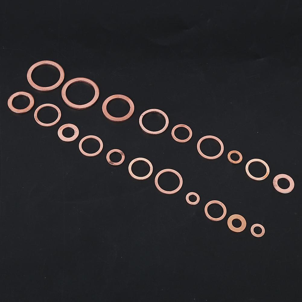 200/280 Pcs Copper Washers Engine Flat Rings Gasket Fastener Metric Sealing Washer Assortment Set [280pcs]