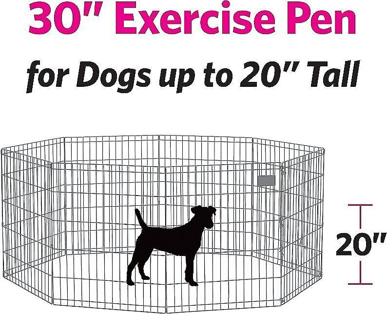 MidWest Wire Dog Exercise Pen with Step-Thru Door， Black E-Coat