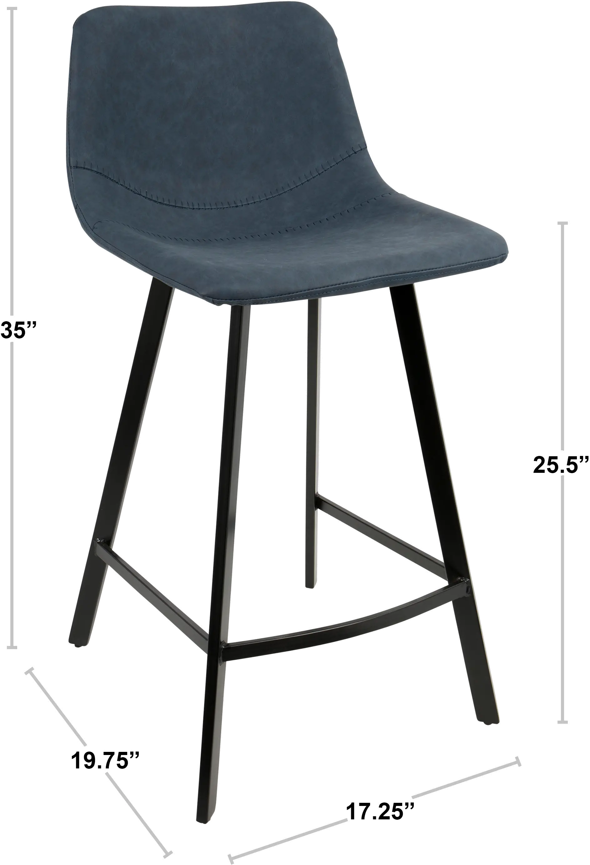 Outlaw Blue Counter Height Stool， Set of 2