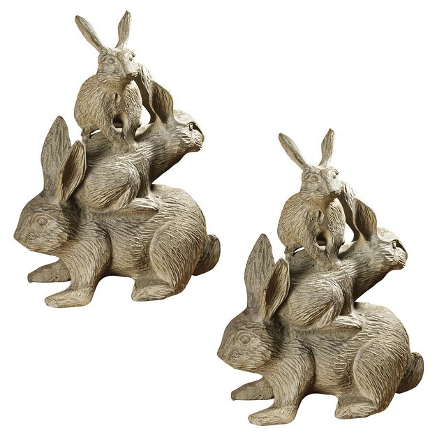 Design Toscano Bunched Bunnies Cast Iron Rabbit Statue Set Of Two