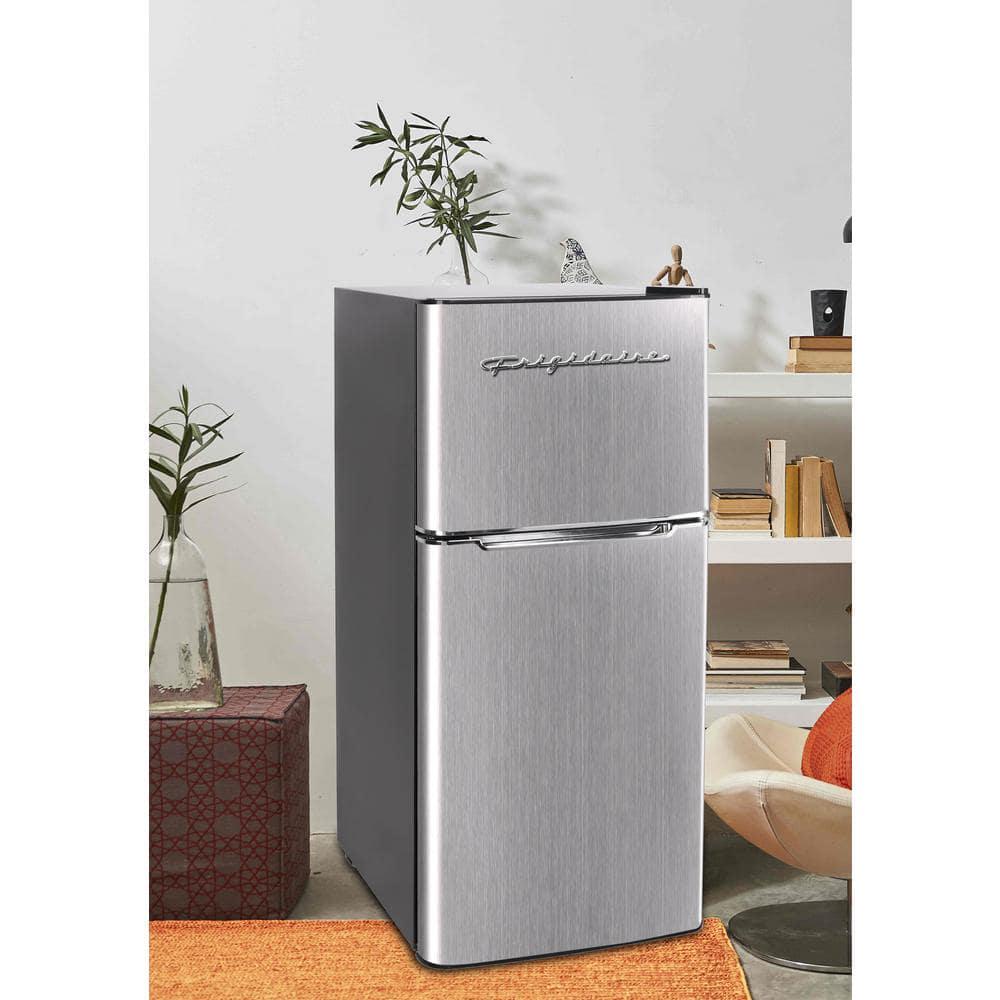 Frigidaire 45 cu ft 2 Door Mini Fridge in Chrome Trim and Platinum Design with Freezer and Manual Defrost