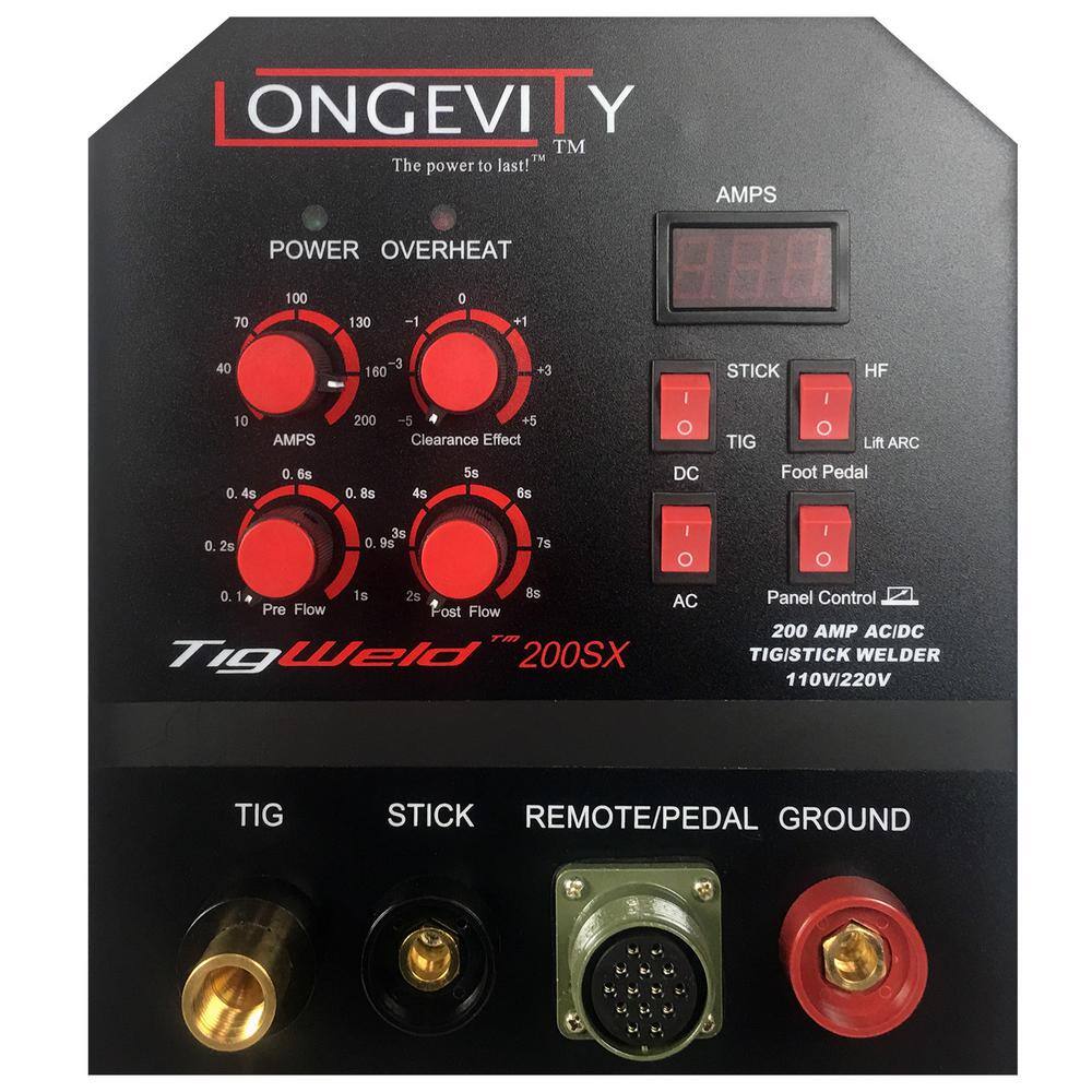 Longevity Tigweld 200SX 200 Amp TIG Welder with Dual Voltage Technology 444510