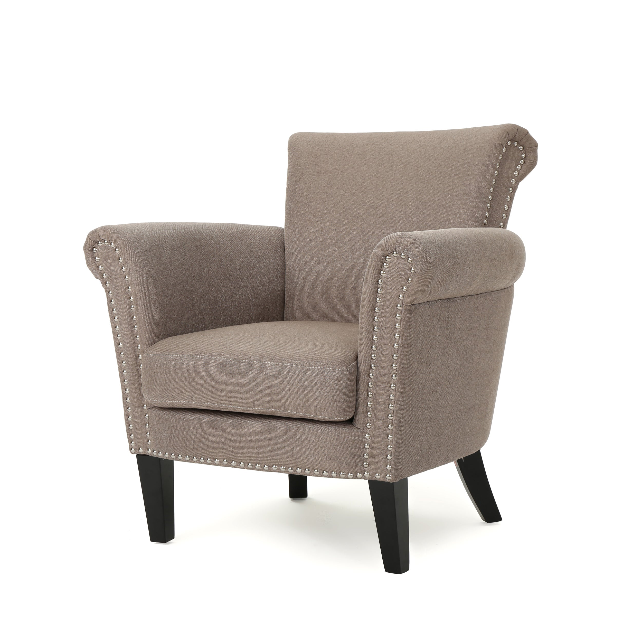 Brice Contemporary Scroll Arm Club Chair with Nailhead Trim