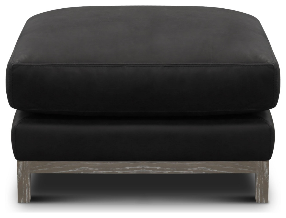 Monterrey 100% Top Grain Leather Modern Americana Ottoman   Transitional   Footstools And Ottomans   by Hello Sofa Home  Houzz