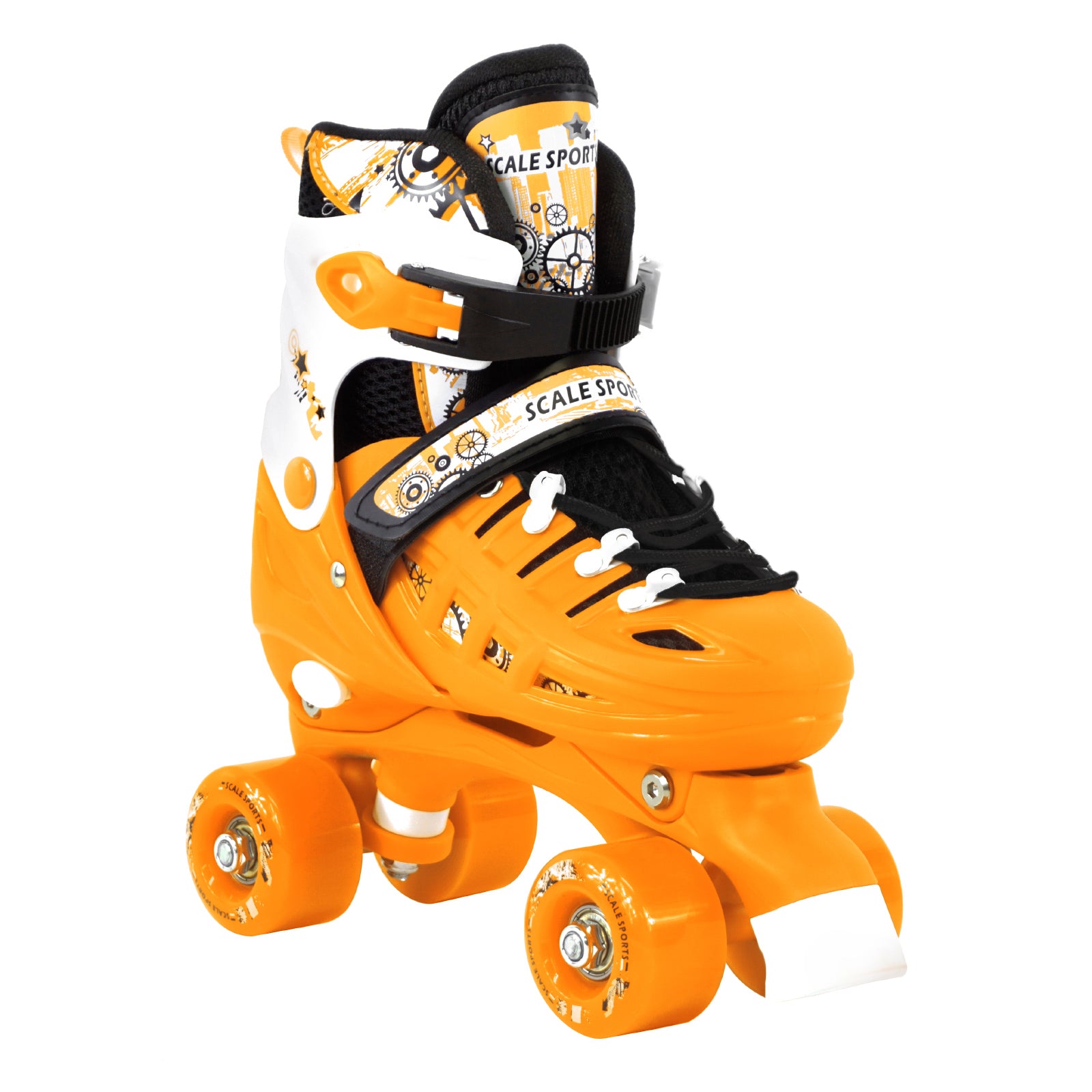 Adjustable Orange Quad Roller Skates For Kids Medium Sizes