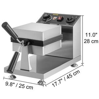 VEVOR Commercial Bubble Waffle Maker 8 in. Silver Square Mould 122-572F Adjustable Stainless Steel Baker DJFXZMC110VQWJ224V1