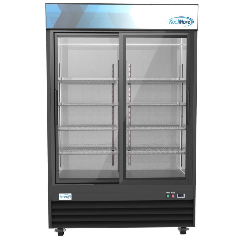 Koolmore 53 in. 45 cu. ft. Commercial Refrigerator Merchandiser 2 Glass Door in Black Stainless Steel CMDR-2D-GL