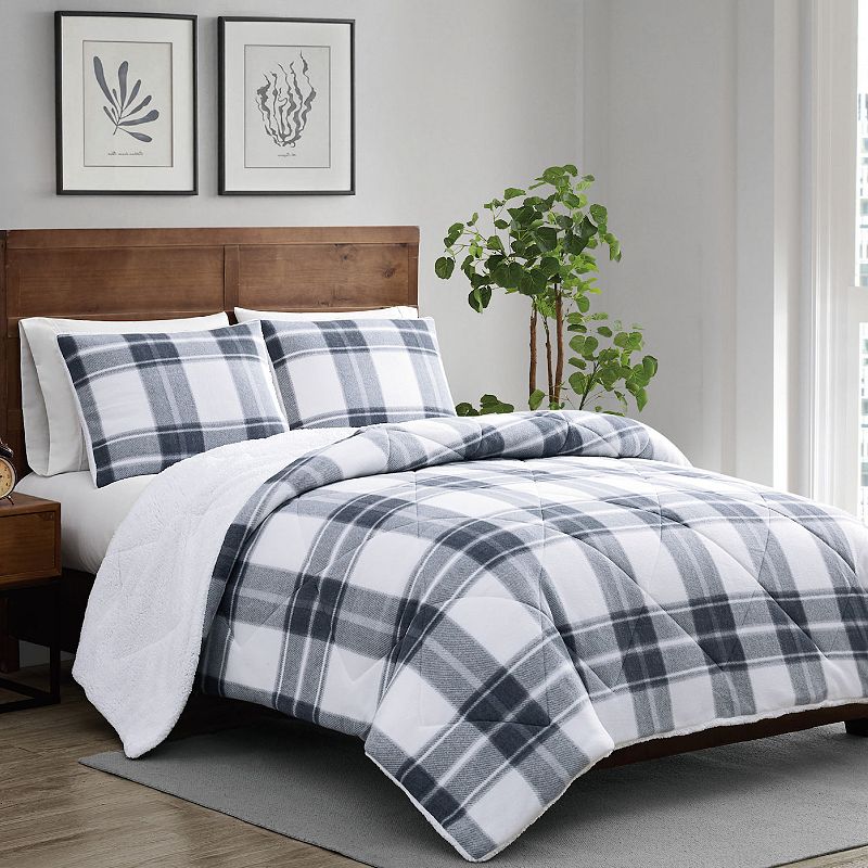 Cannon Cozy Teddy Plaid Comforter Set with Shams