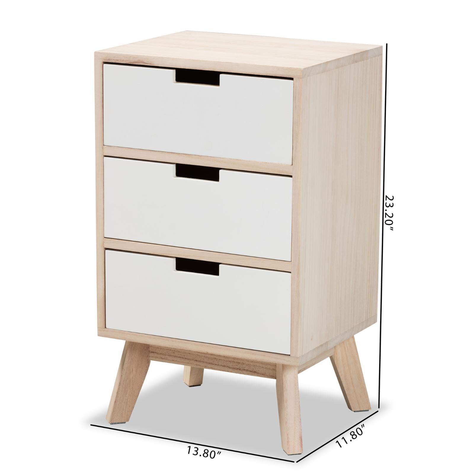 Baxton Studio Halian 3-Drawer Nightstand