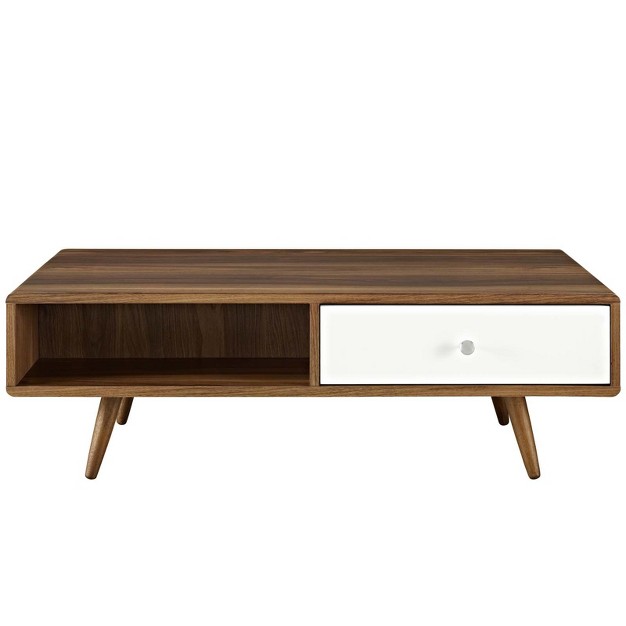 Transmit Coffee Table Walnut White Modway