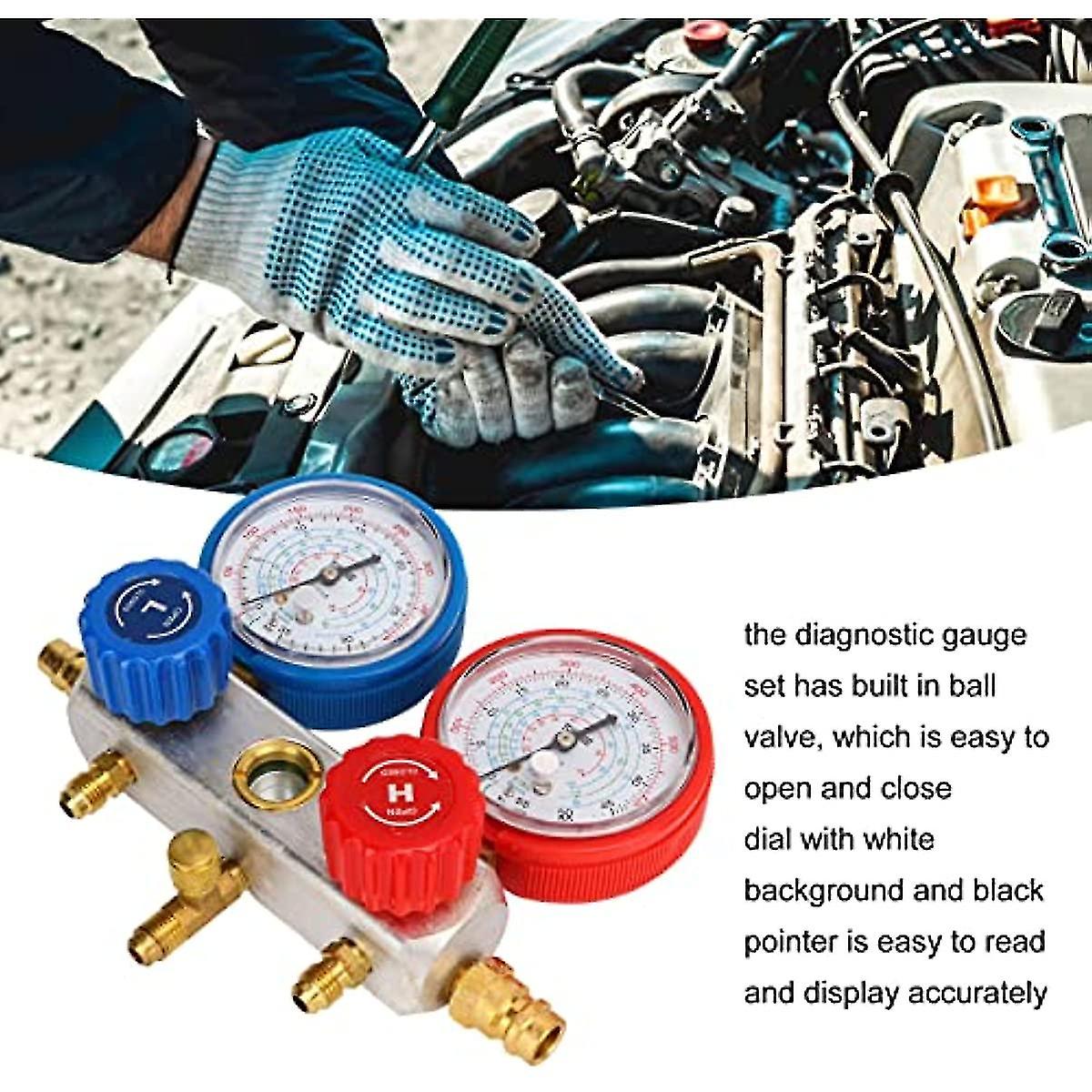 Ac Manifold Freon Gauge Set  3 Way Ac Diagnostic Manifold Gauge Set Refrigerant Charging Tool Kit For R410a R22 R404