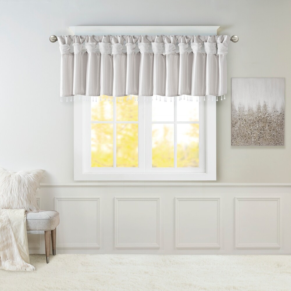 Madison Park Natalie Lightweight Faux Silk Valance with Beads   50x26\