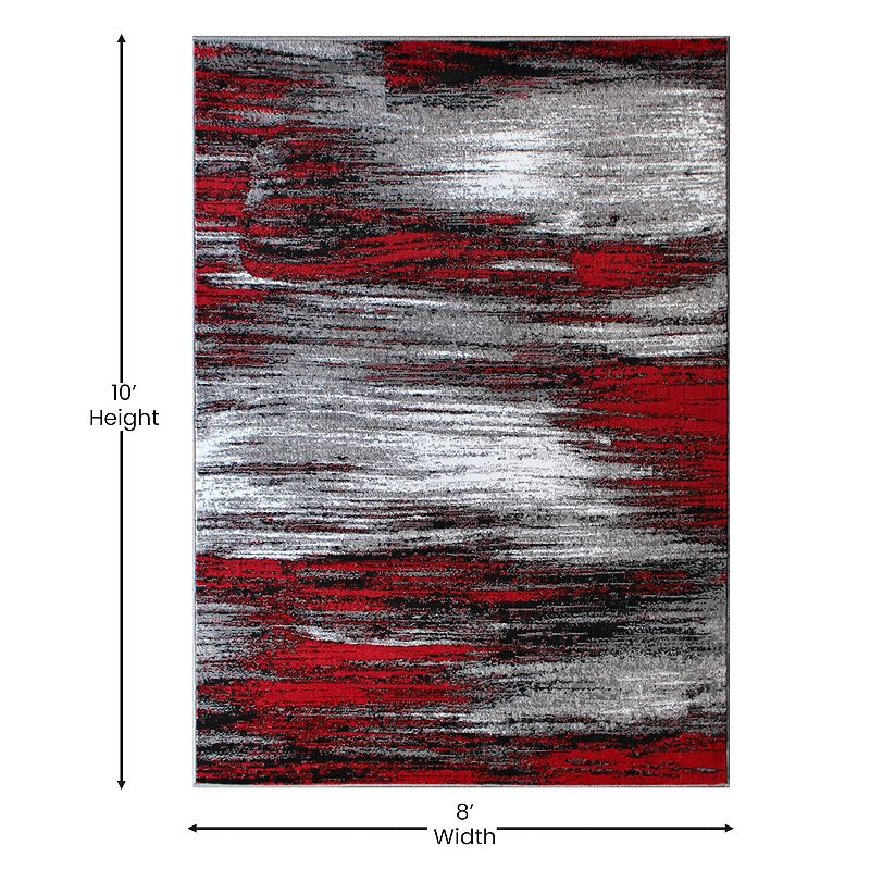 Masada Rugs Masada Rugs Trendz Collection 8'x10' Modern Contemporary Area Rug in Red， Gray and Black - Design Trz863