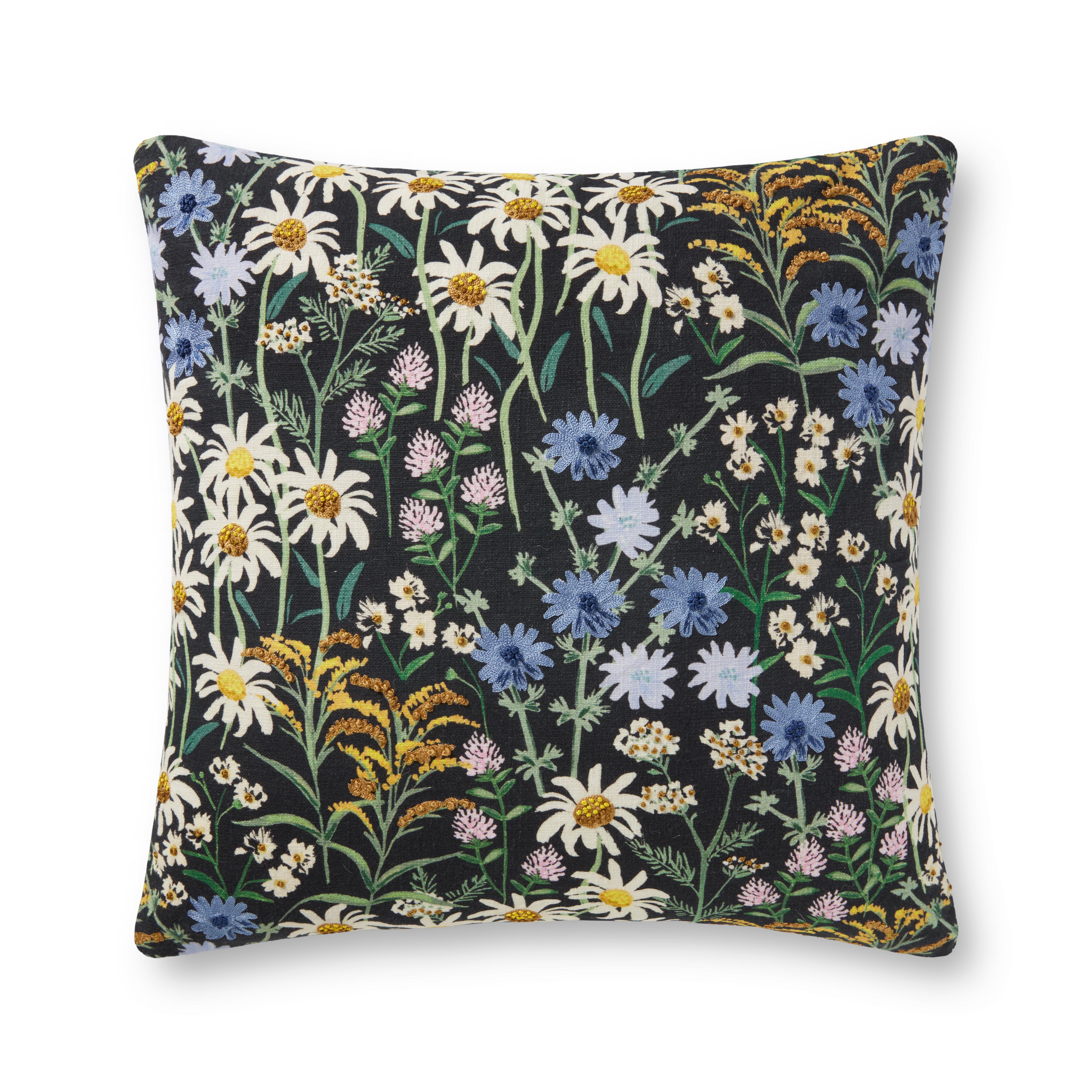 Black Wild Flower Pillow