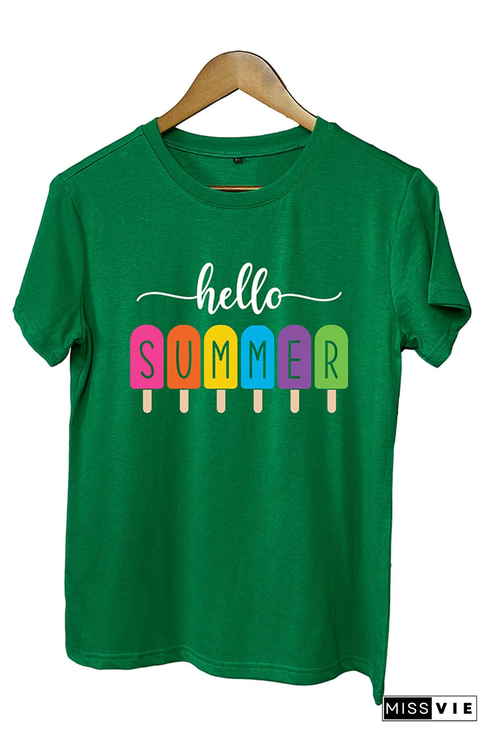 Hello Summer Print Graphic Tee Wholesale