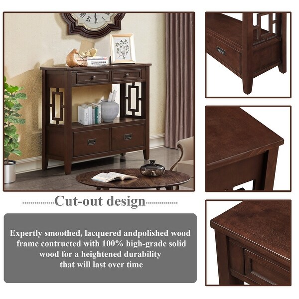 Console Table Entry Sofa Table with 4 Drawers and 1 Storage Shelf