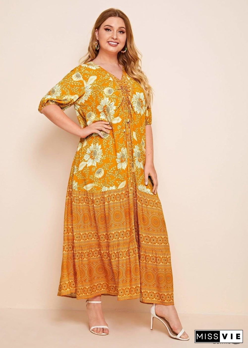 Boho Plus Size Catalina Maxi Dress For Women