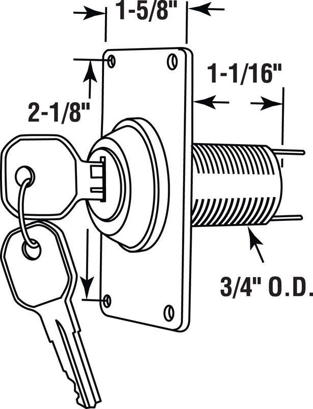 Prime-Line 1-5/16 in. W X 2-3/16 in. L X 3/4 in. D Plastic Electric Key Switch