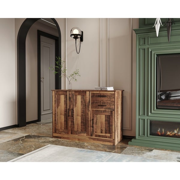 Modern Wood Buffet Sideboard with 2 doorsand1 Storage and 2drawers -Entryway Serving Storage Cabinet Doors-Dining Room Console