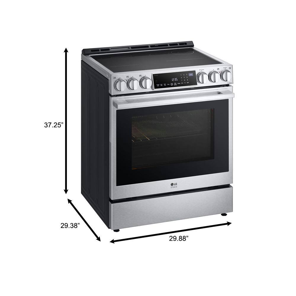 LG STUDIO 30 in. 6.3 cu. ft. Slide-in Induction Electric Range with ProBake Convection Air Fry and Air Sous Vide in Stainless LSIS6338F