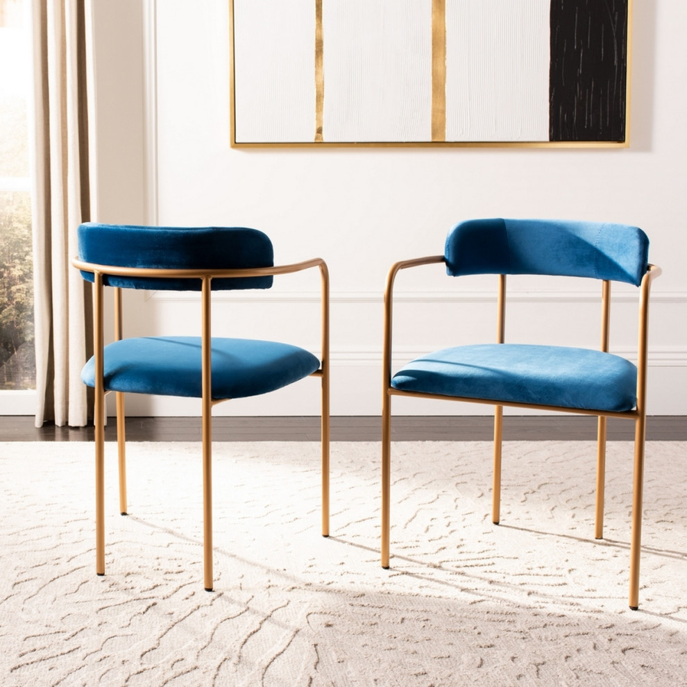 Lily Side Chair Navy/ Gold Set 2   Contemporary   Dining Chairs   by Peachtree Fine Furniture  Houzz