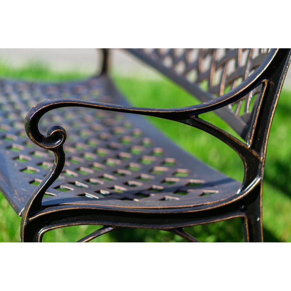 Garden Bench Bronze Colour   Lattice Design 40 Inch Long