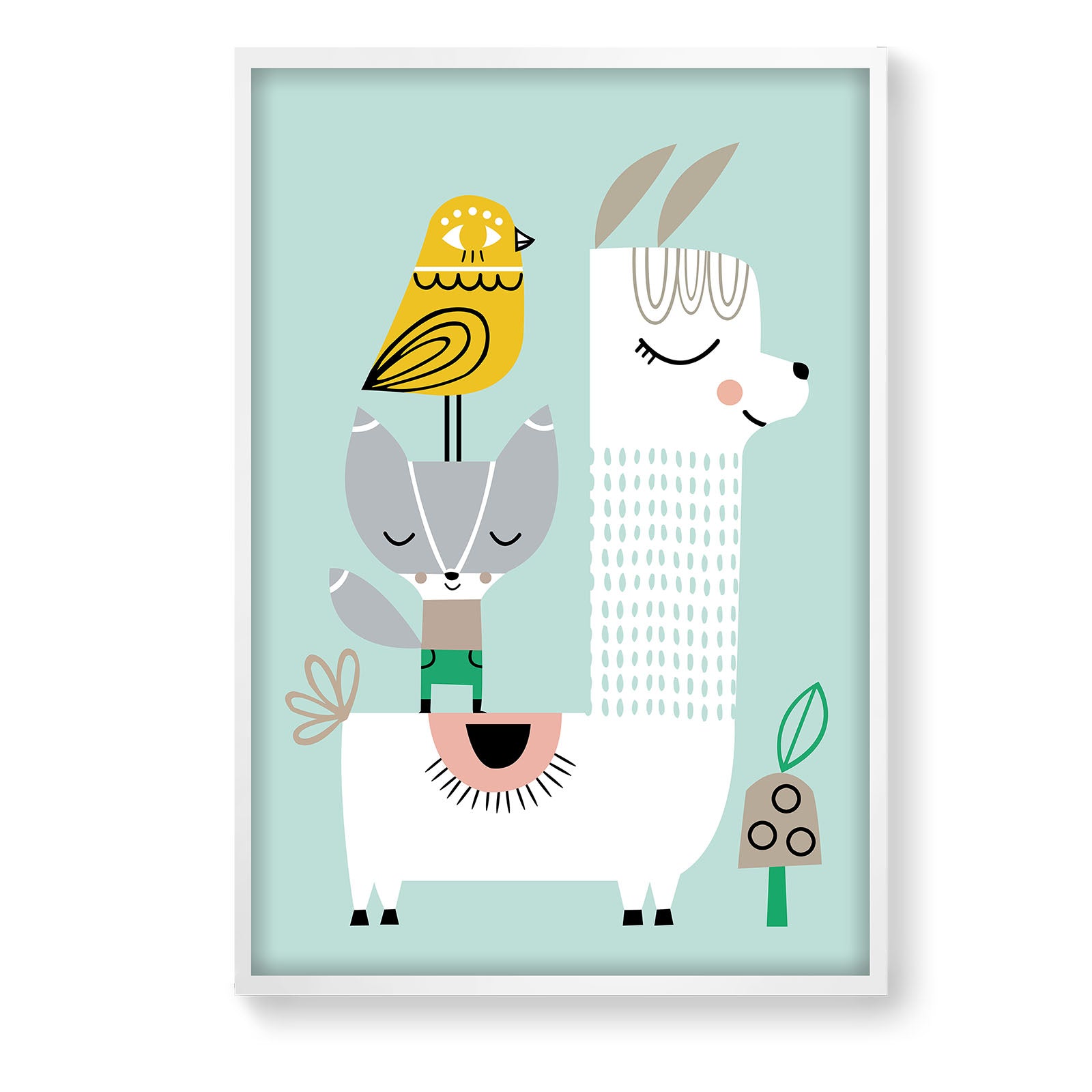 Happy Llama Framed Graphic Art Print 45X65 Cm Soapr0007