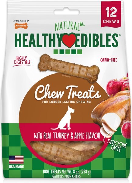 Nylabone Healthy Edibles All-Natural Long Lasting Turkey and Apple Flavored Dog Chew Treats