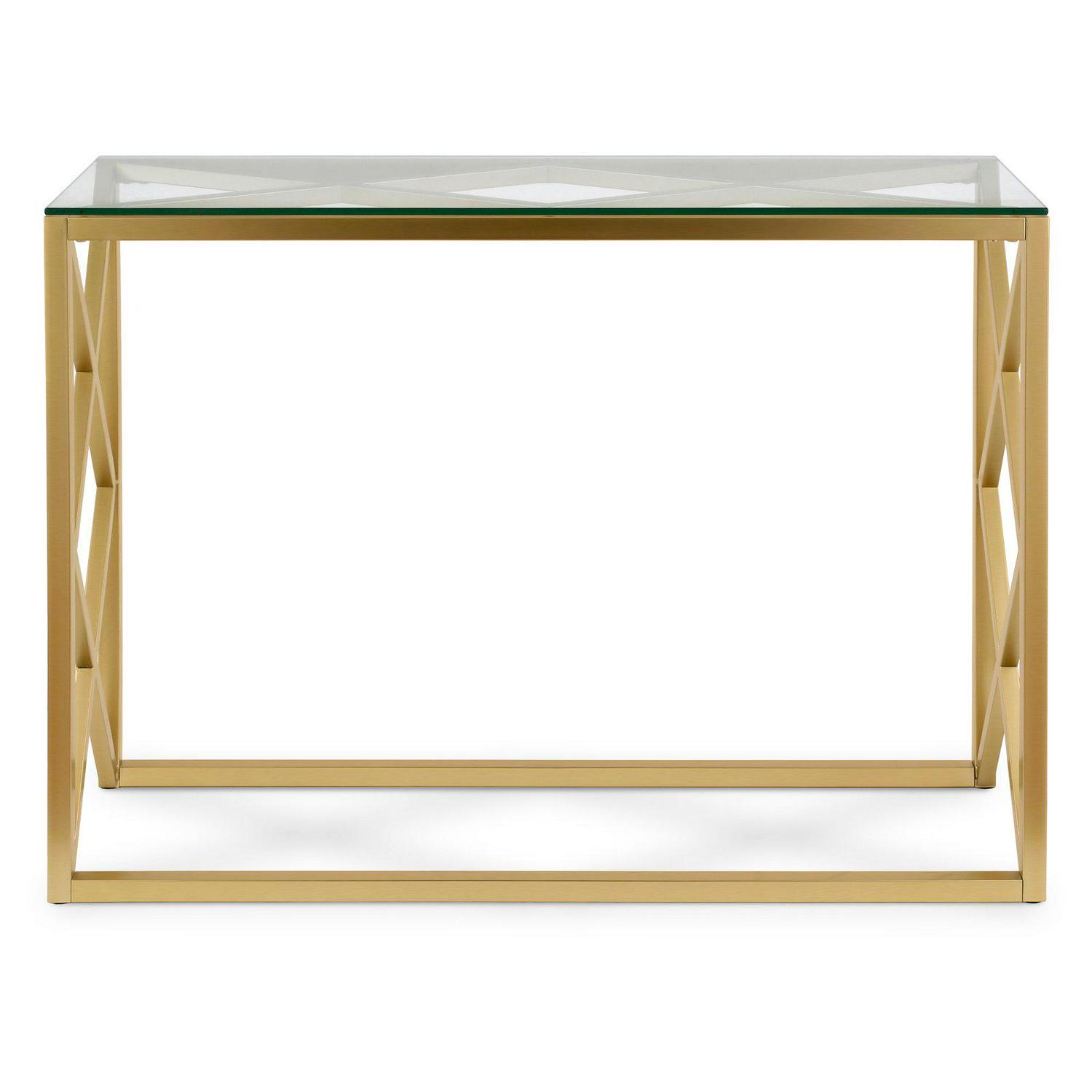 EvelynandZoe Contemporary Console Table with Glass Top