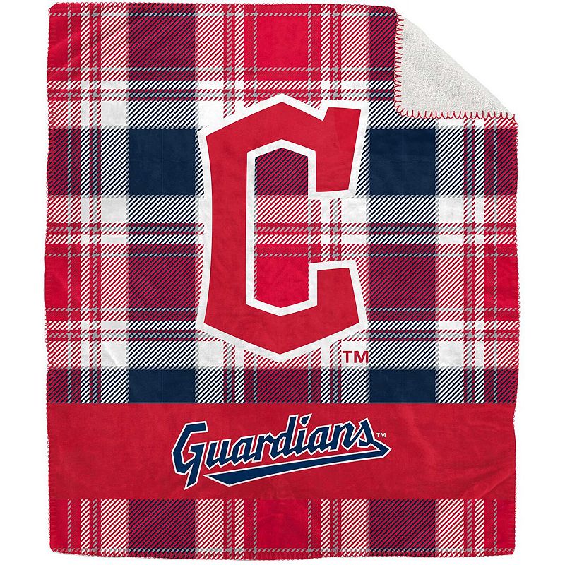 Pegasus Cleveland Guardians 50 x 60 Plaid Flannel Sherpa Plush Blanket