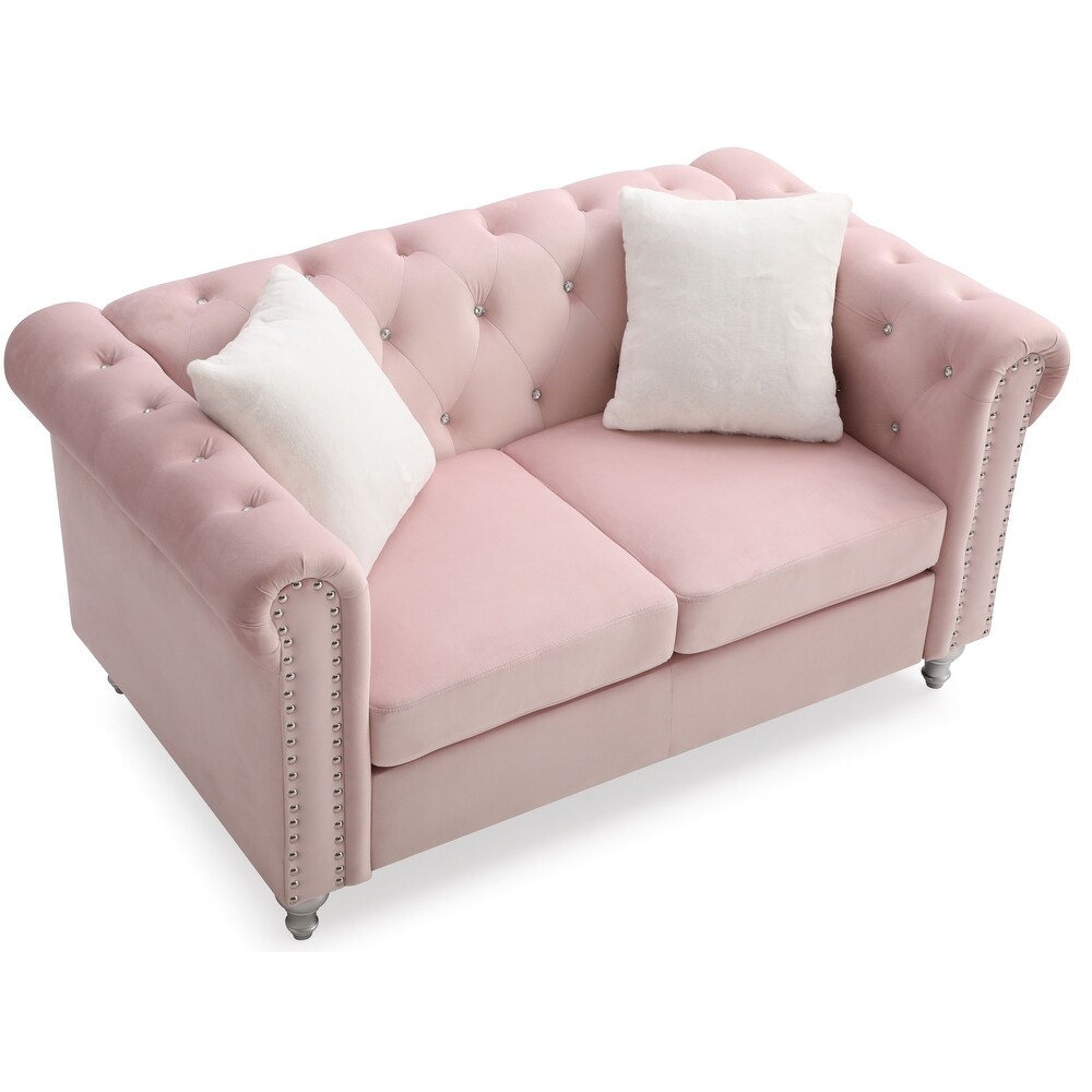 Raisa Microsuede Velvet Tufted Loveseat