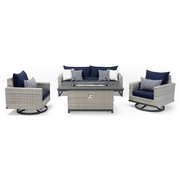 Milo Grey 4 Piece Sunbrella Outdoor Patio Motion Fire Set