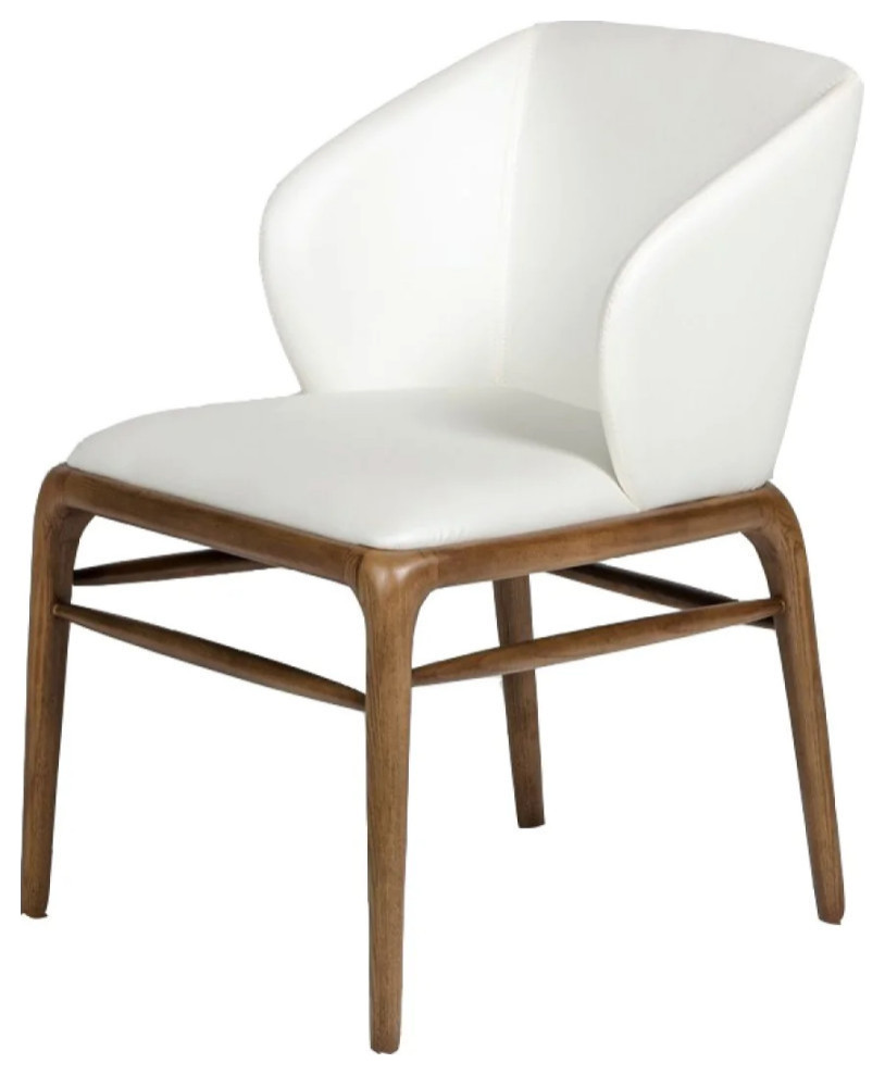 Vikki Modern Cream and Walnut Dining Chair  Set of 2   Midcentury   Dining Chairs   by Rustic Home Furniture Deco  Houzz