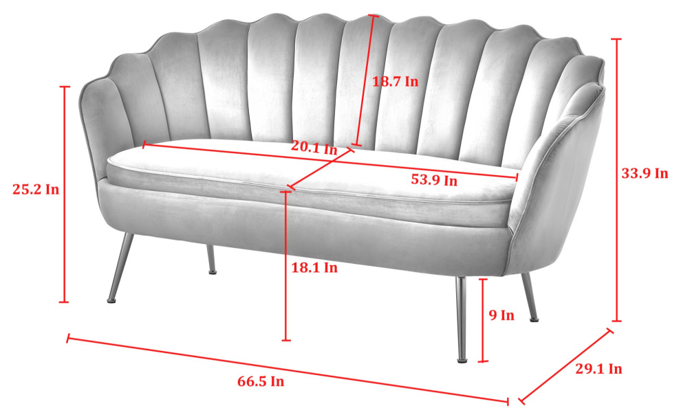 Nicole Miller Carmello Upholstered  Velvet   Midcentury   Loveseats   by Inspired Home  Houzz